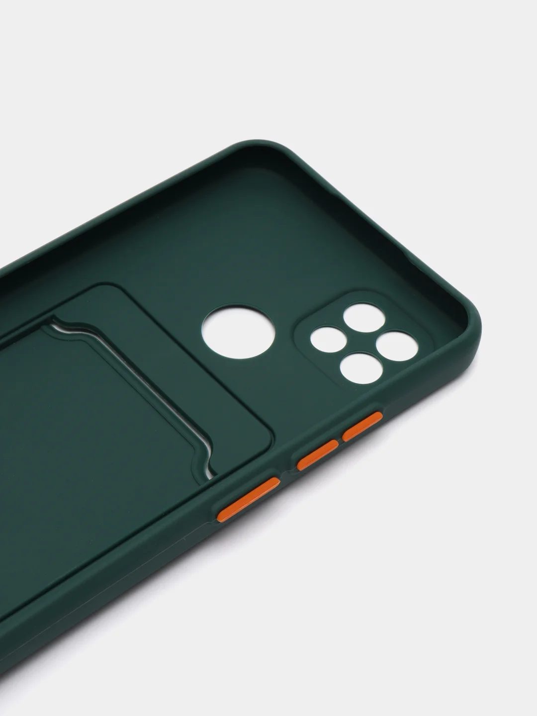 Зеленый силиконовый чехол для Realme C21 (Реалми С21), карманом для карт