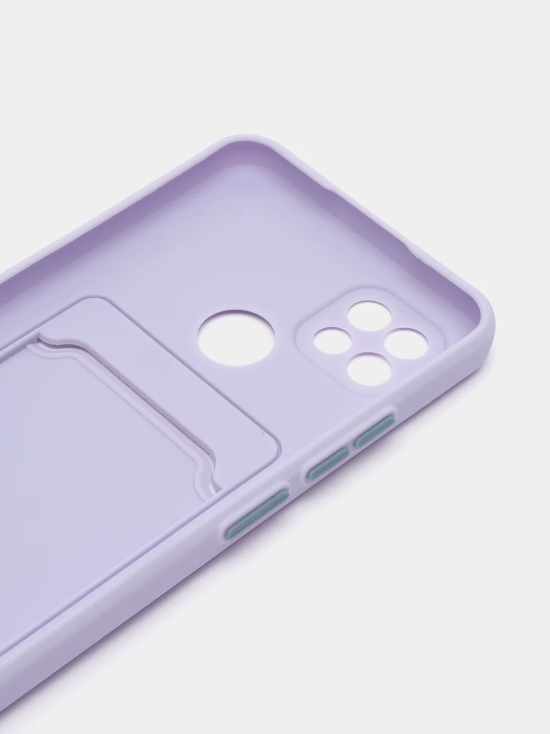 Сиреневый силиконовый чехол для Realme C21 (Реалми С21), карманом для карт