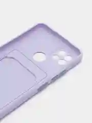 Сиреневый силиконовый чехол для Realme C21 (Реалми С21), карманом для карт