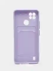 Сиреневый силиконовый чехол для Realme C21 (Реалми С21), карманом для карт