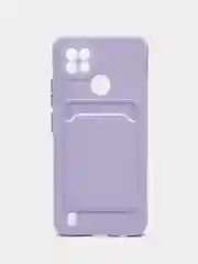 Сиреневый силиконовый чехол для Realme C21 (Реалми С21), карманом для карт