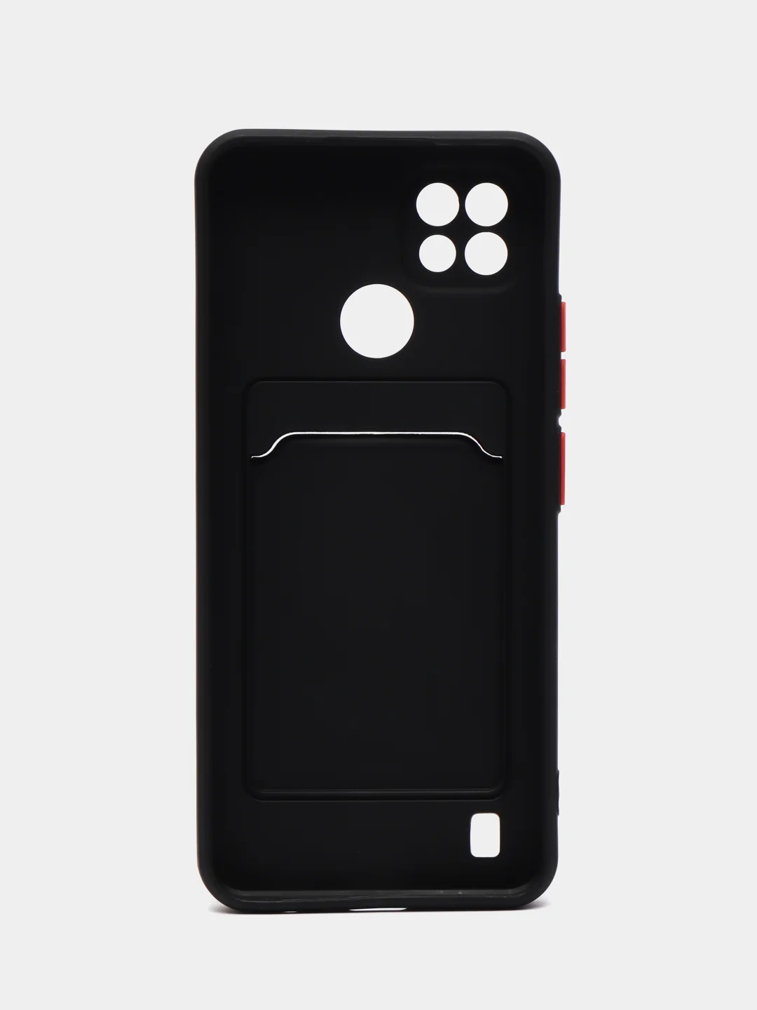 Черный силиконовый чехол для Realme C21 (Реалми С21), карманом для карт