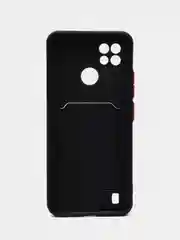 Черный силиконовый чехол для Realme C21 (Реалми С21), карманом для карт