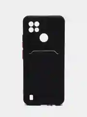 Черный силиконовый чехол для Realme C21 (Реалми С21), карманом для карт