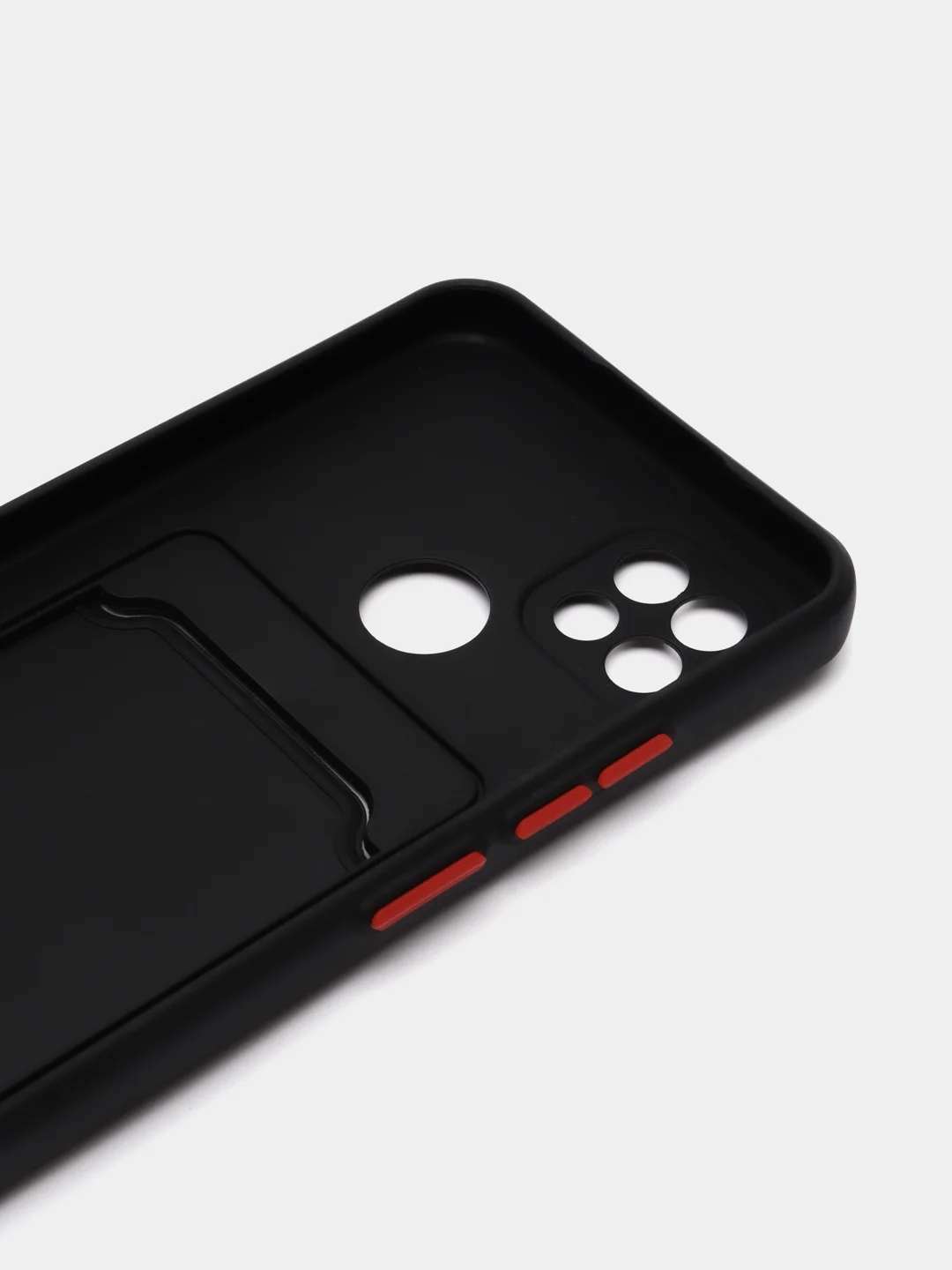 Черный силиконовый чехол для Realme C21 (Реалми С21), карманом для карт