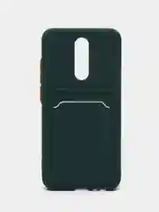Зеленый чехол для Xiaomi Redmi 8A (Сяоми Редми 8А) с карманом для карт, силиконовый, прозрачный