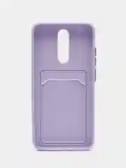 Сиреневый чехол для Xiaomi Redmi 8A (Сяоми Редми 8А) с карманом для карт, силиконовый, прозрачный
