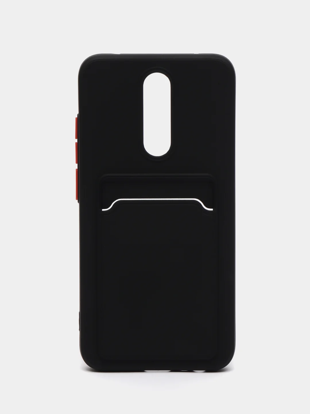 Черный чехол для Xiaomi Redmi 8A (Сяоми Редми 8А) с карманом для карт, силиконовый, прозрачный