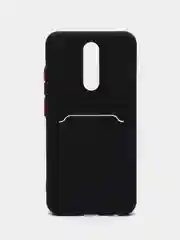Черный чехол для Xiaomi Redmi 8A (Сяоми Редми 8А) с карманом для карт, силиконовый, прозрачный