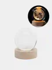 Черный хрустальный шар-ночник 3D, настольный стеклянный светильник