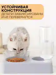 Прозрачный миска для корма кошек и собак КАРТОФАН пластиковая, на подставке с автопоилкой, 4 вида