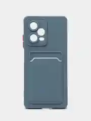 Синий меланж силиконовый чехол для Xiaomi Redmi Note 12 Pro 5G, с карманом для карт, прозрачный