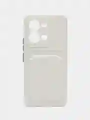 Белый чехол силиконовый для Vivo V25 / V25E (Виво В25 / В25Е), с карманом для карт