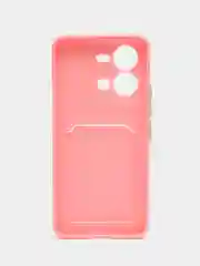 Розовый чехол силиконовый для Vivo V25 / V25E (Виво В25 / В25Е), с карманом для карт