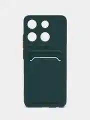 Зеленый силиконовый чехол для Infinix Smart 7 Plus (Инфиникс Смарт 7 Плюс), с карманом для карт