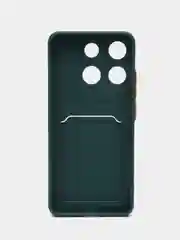 Зеленый силиконовый чехол для Infinix Smart 7 Plus (Инфиникс Смарт 7 Плюс), с карманом для карт
