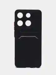 Черный силиконовый чехол для Infinix Smart 7 Plus (Инфиникс Смарт 7 Плюс), с карманом для карт