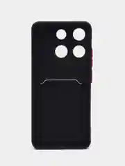 Черный силиконовый чехол для Infinix Smart 7 Plus (Инфиникс Смарт 7 Плюс), с карманом для карт