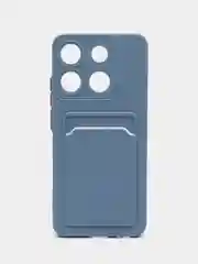 Синий меланж силиконовый чехол для Infinix Smart 7 Plus (Инфиникс Смарт 7 Плюс), с карманом для карт