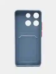 Синий меланж силиконовый чехол для Infinix Smart 7 Plus (Инфиникс Смарт 7 Плюс), с карманом для карт