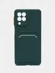 Зеленый силиконовый чехол для Samsung Galaxy M53 (Самсунг Галакси М53), с карманом для карт
