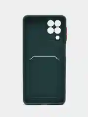 Зеленый силиконовый чехол для Samsung Galaxy M53 (Самсунг Галакси М53), с карманом для карт