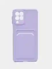 Сиреневый силиконовый чехол для Samsung Galaxy M53 (Самсунг Галакси М53), с карманом для карт