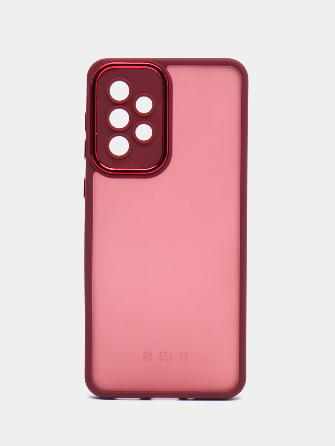 Бордовый чехол матовый для Samsung Galaxy A33, пластиковый, полупрозрачный, с глянцевой рамкой