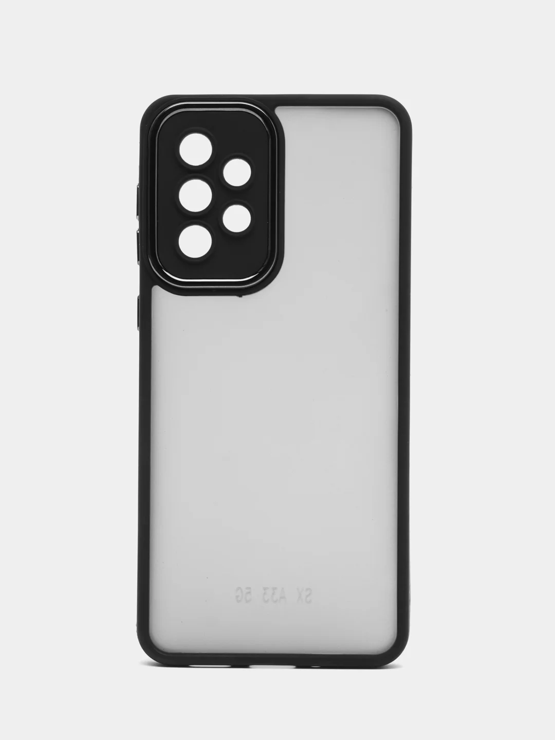 Черный чехол матовый для Samsung Galaxy A33, пластиковый, полупрозрачный, с глянцевой рамкой
