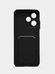 Черный силиконовый чехол Infinix Hot 30 Play Инфиникс Хот 30 Плей с карманом для карт прозрачный