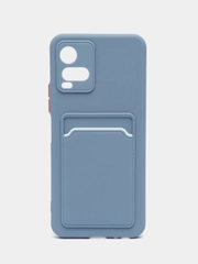 Силиконовый чехол для Vivo Y33s / Y21 2021 / Виво у33С / у21 2021, прозрачный, с карманом для карт