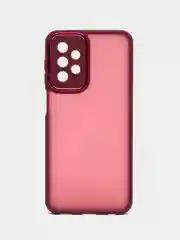 Бордовый чехол матовый для Samsung Galaxy A23, пластиковый, полупрозрачный, с глянцевой рамкой
