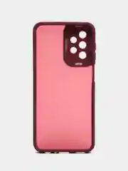 Бордовый чехол матовый для Samsung Galaxy A23, пластиковый, полупрозрачный, с глянцевой рамкой