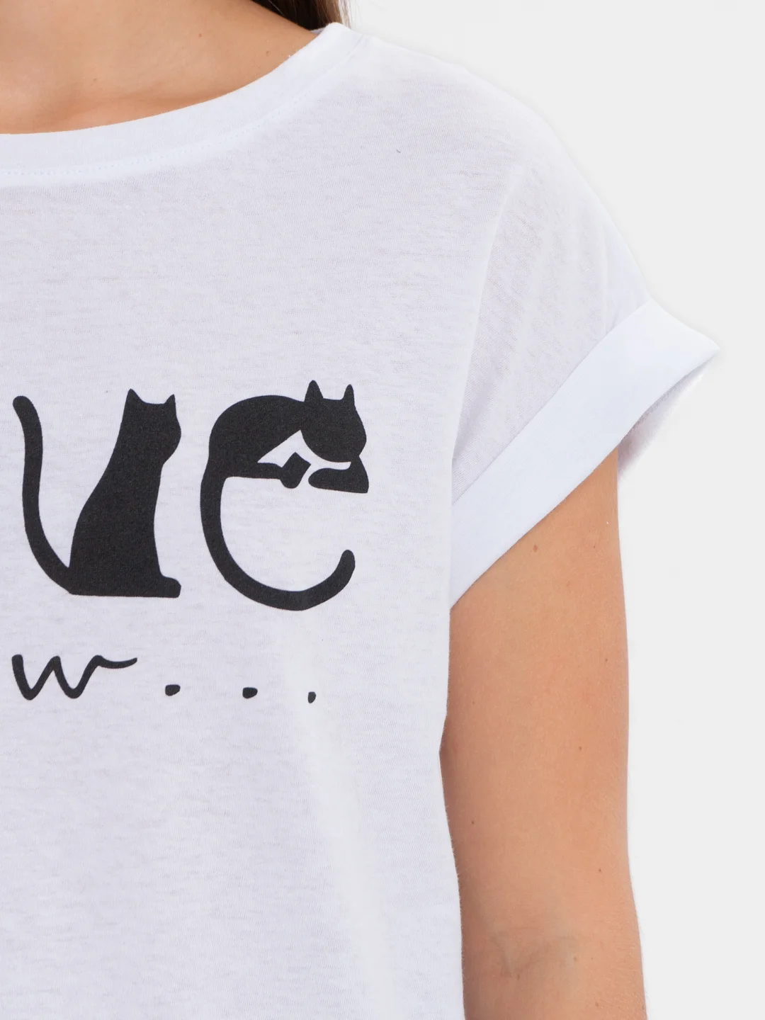 Футболка Тима "Love Meaw" КФ1148П2 белый, Klery