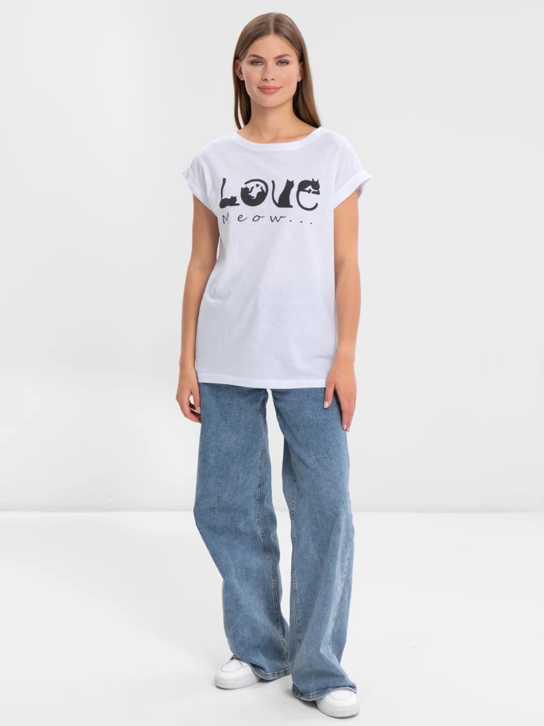 Футболка Тима "Love Meaw" КФ1148П2 белый, Klery