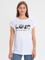 Футболка Тима "Love Meaw" КФ1148П2 белый, Klery