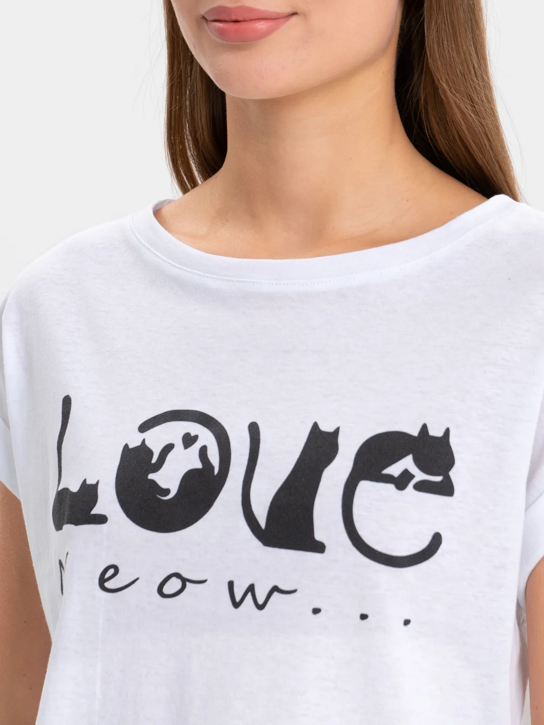 Футболка Тима "Love Meaw" КФ1148П2 белый, Klery