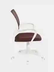 Кресло BRABIX Fly MG-396W, с подлокотниками, пластик белый, сетка, коричневое, 532398
