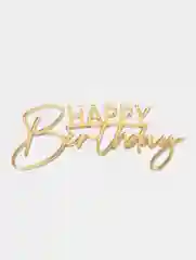 Серебряный топпер #Т24 "Happy Birthday" для украшения торта из зеркального акрила