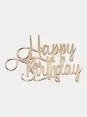 Золотой топпер #Т13 "Happy Birthday" из зеркального акрила для украшения торта