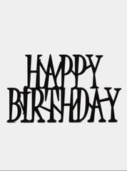 Топпер #Т9 с надписью "Happy Birthday" для украшения торта из акрила боковой, строгий