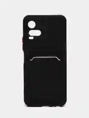 Черный силиконовый чехол для Vivo Y33s / Y21 2021 / Виво у33С / у21 2021, прозрачный, с карманом для карт