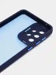 Синий чехол матовый для Samsung Galaxy A33, пластиковый, полупрозрачный, с глянцевой рамкой