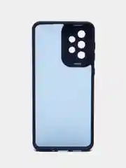 Синий чехол матовый для Samsung Galaxy A33, пластиковый, полупрозрачный, с глянцевой рамкой