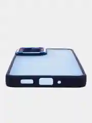 Синий чехол матовый для Samsung Galaxy A33, пластиковый, полупрозрачный, с глянцевой рамкой