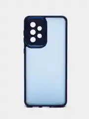Синий чехол матовый для Samsung Galaxy A33, пластиковый, полупрозрачный, с глянцевой рамкой