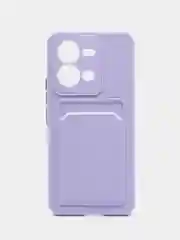 Сиреневый чехол силиконовый для Vivo V25 / V25E (Виво В25 / В25Е), с карманом для карт