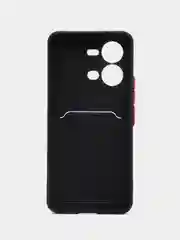 Черный чехол силиконовый для Vivo V25 / V25E (Виво В25 / В25Е), с карманом для карт