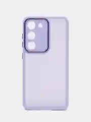Лавандовый чехол матовый для Samsung Galaxy S23, пластиковый, полупрозрачный, с глянцевой рамкой