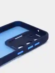 Синий чехол матовый для Samsung Galaxy S23, пластиковый, полупрозрачный, с глянцевой рамкой